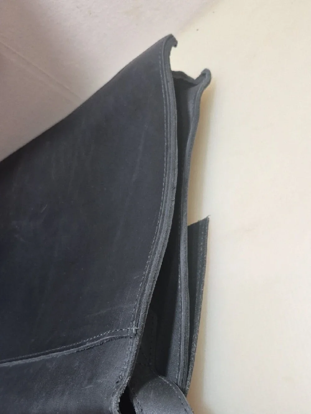 Tannery West Black Leather Briefcase Messenger with Silver Clasp